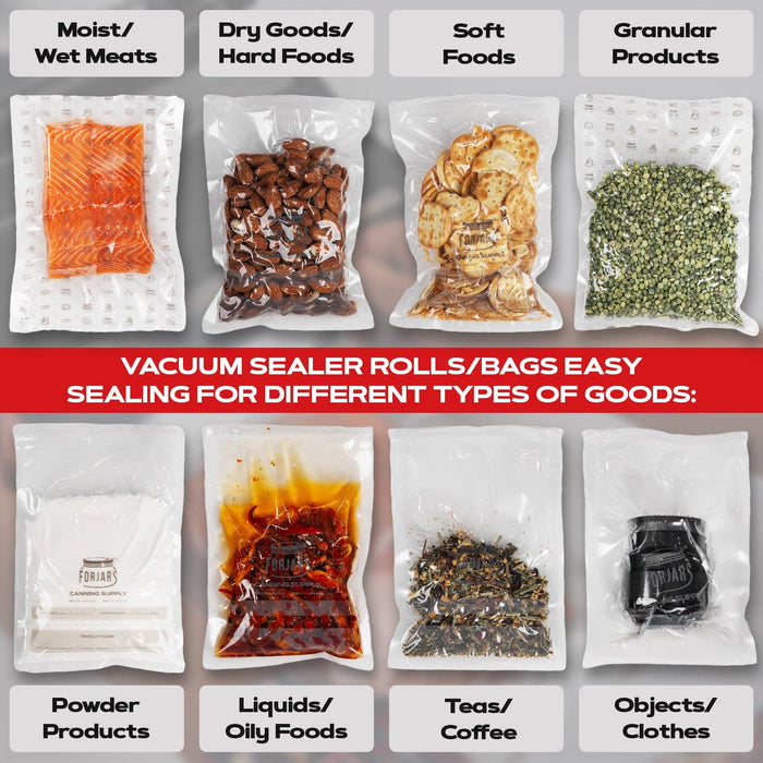 Forjars®  Vacuum Sealer Roll (8-inch) - Textured on Both Sides, 7.5 Mil Thickness