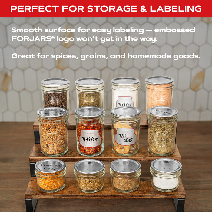 FORJARS® Premium Mason Jars – 8 oz (12-Pack) | Regular Mouth Glass Canning Jars