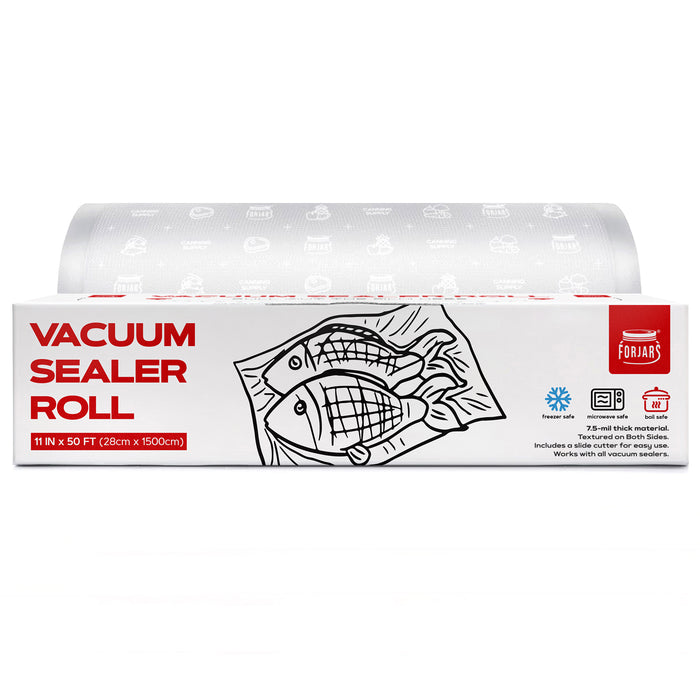 Forjars® Vacuum Sealer Roll ( 11-inch)- Textured on Both Sides, 7.5 Mil Thickness