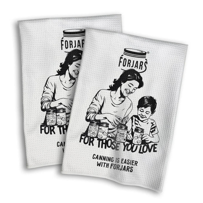 Forjars® Waffle Towels – White with Stylish Printed Patterns (Multiple Designs Available)