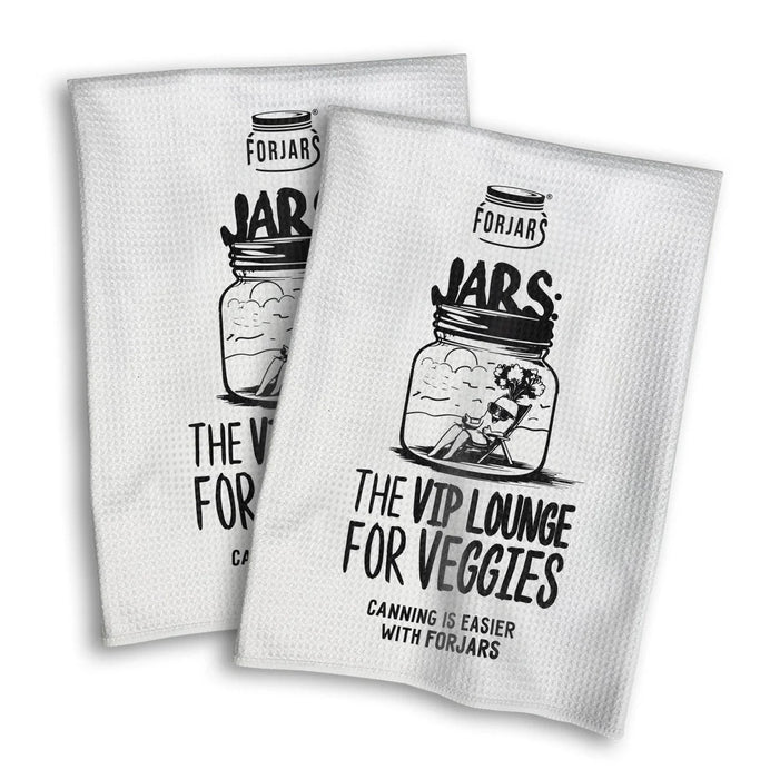 Forjars® Waffle Towels – White with Stylish Printed Patterns (Multiple Designs Available)