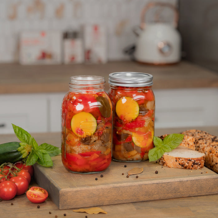 FORJARS® Premium Mason Jars – 64 oz (6-Pack) | Wide Mouth Glass Canning Jars