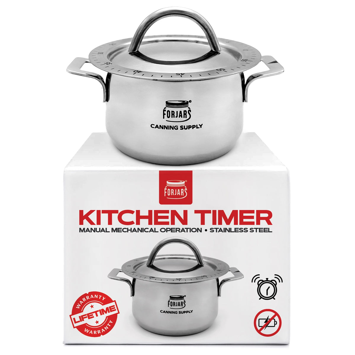 Stainless Steel Mechanical Kitchen Timer | FORJARS — ForJars