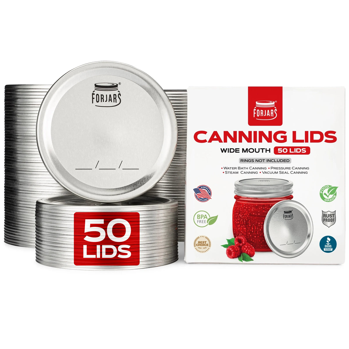 Forjars® - 50 Wide Mouth Canning Lids