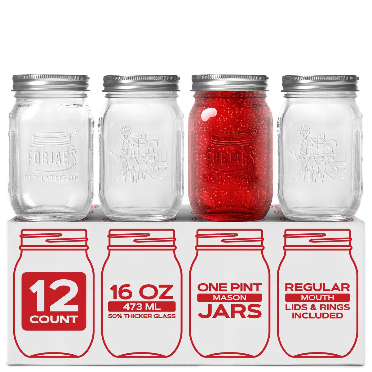 Premium Mason Jars – 16 oz (12-Pack)