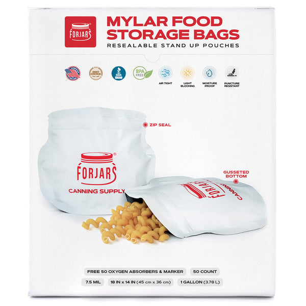1 Gallon Mylar Bags — 50 Count   7.5 mil per side (≈15 mil total)