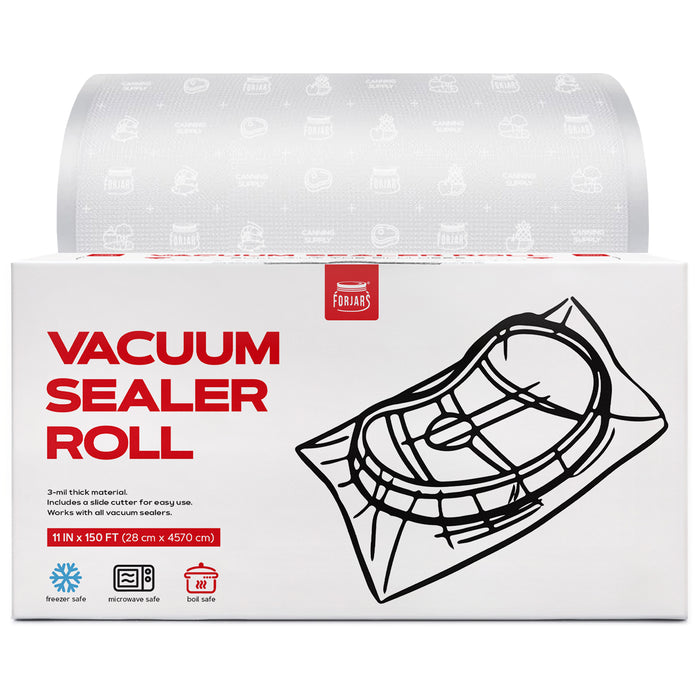 Forjars® Vacuum Sealer Roll - 11 in x 150 ft, Textured on Both Sides, 7.5 Mil Thickness