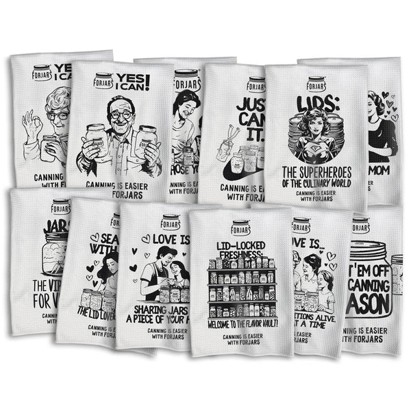 Waffle Towels – White with Printed Patterns (2-Pack)